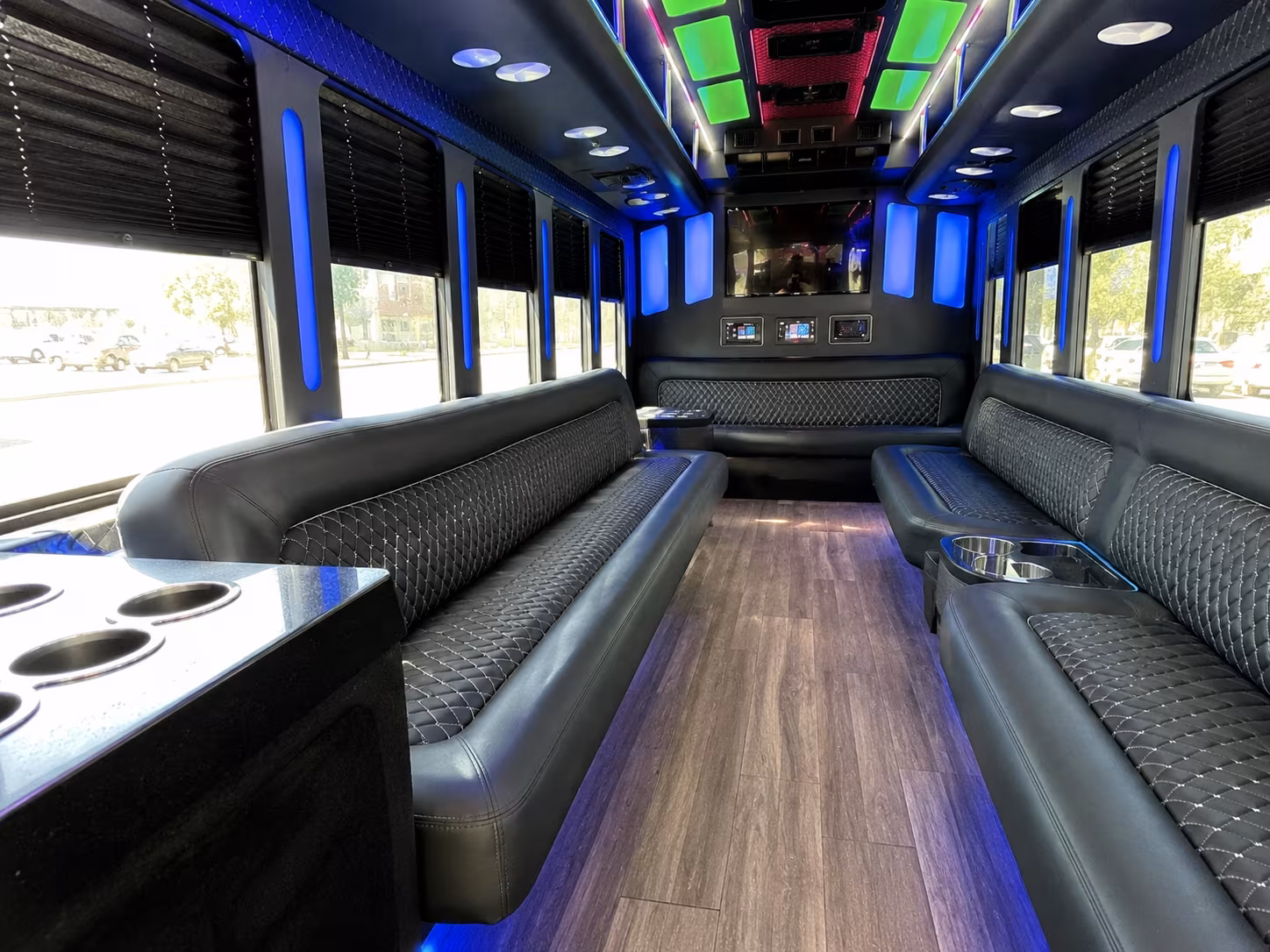 revere 15 passenger party bus inside