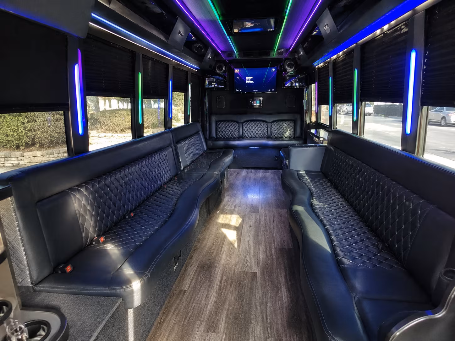 revere 15 passenger party bus interior