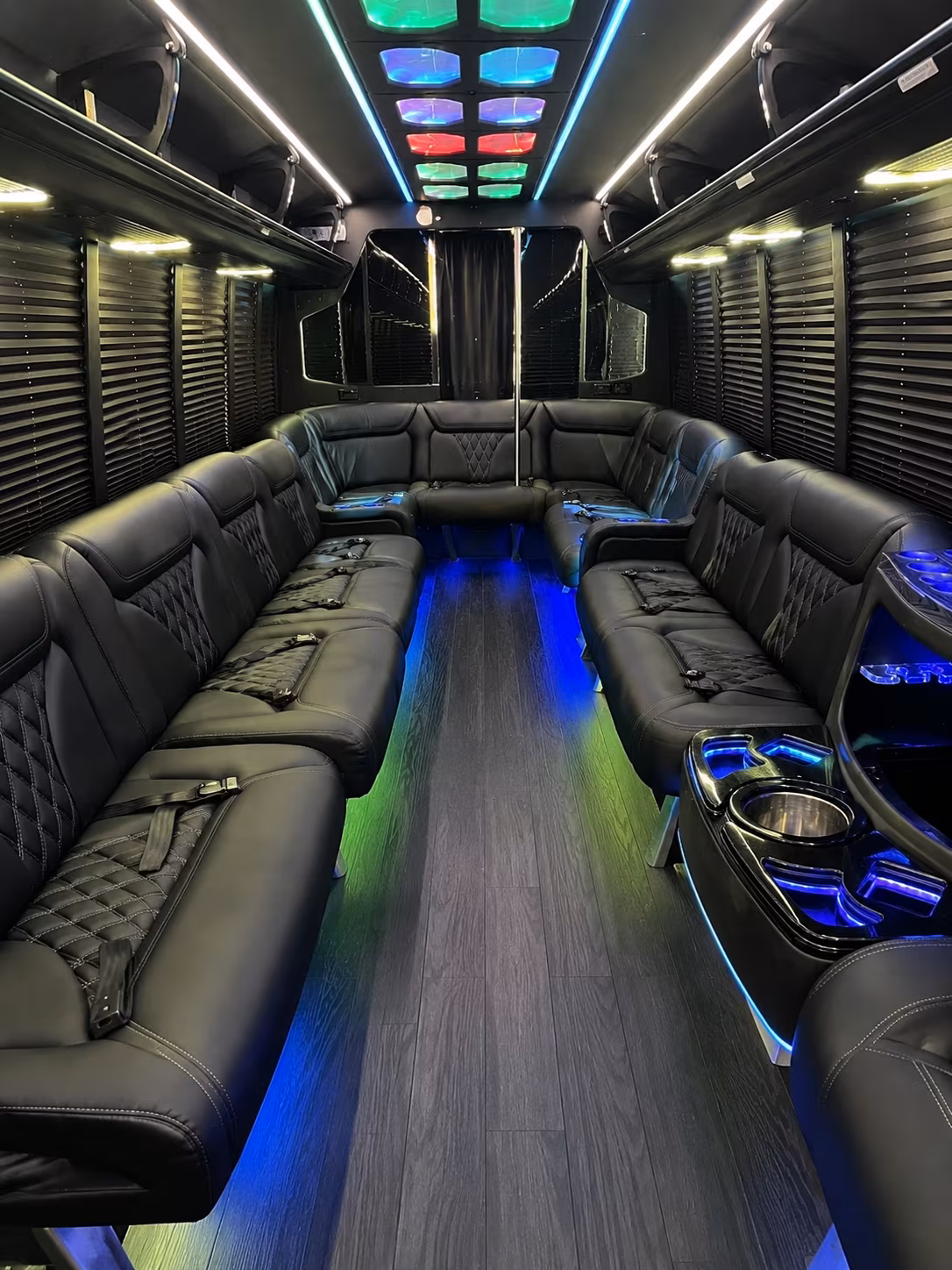 revere 20 passenger party bus interior