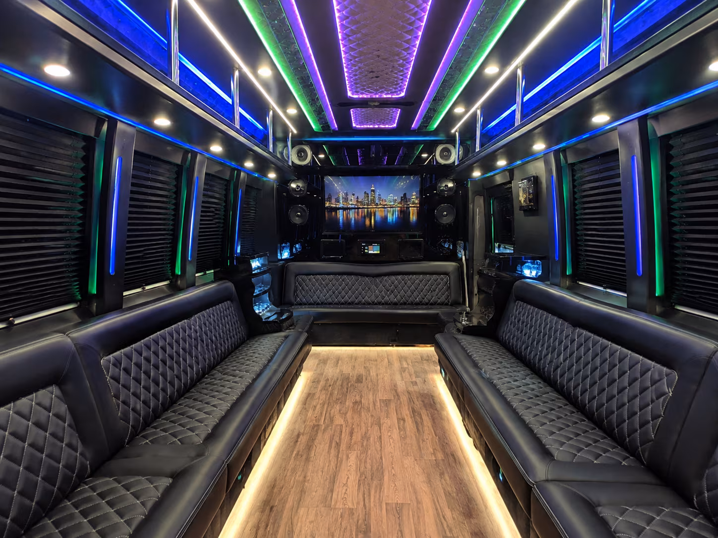 revere 25 passenger party bus interior