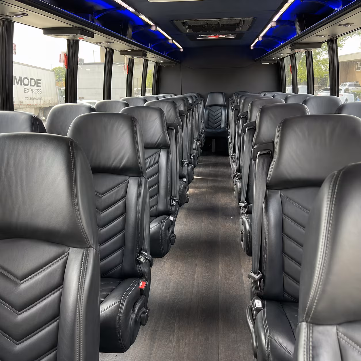 revere 28 passenger minibus inside