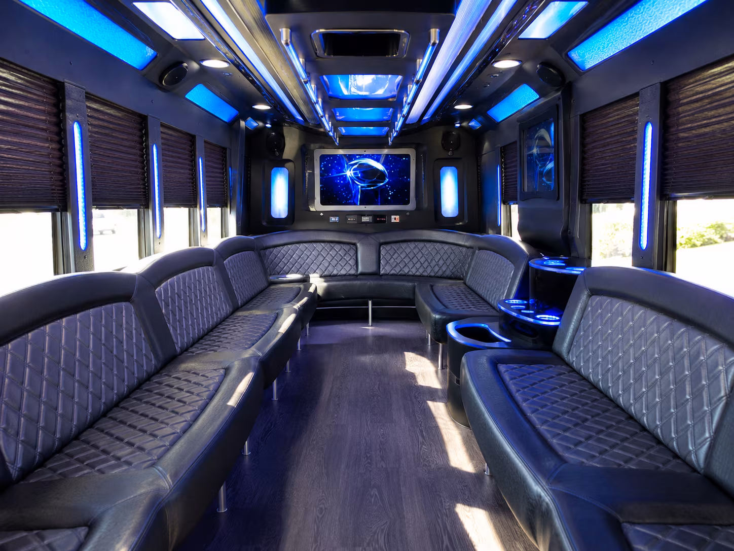revere 28 passenger party bus inside