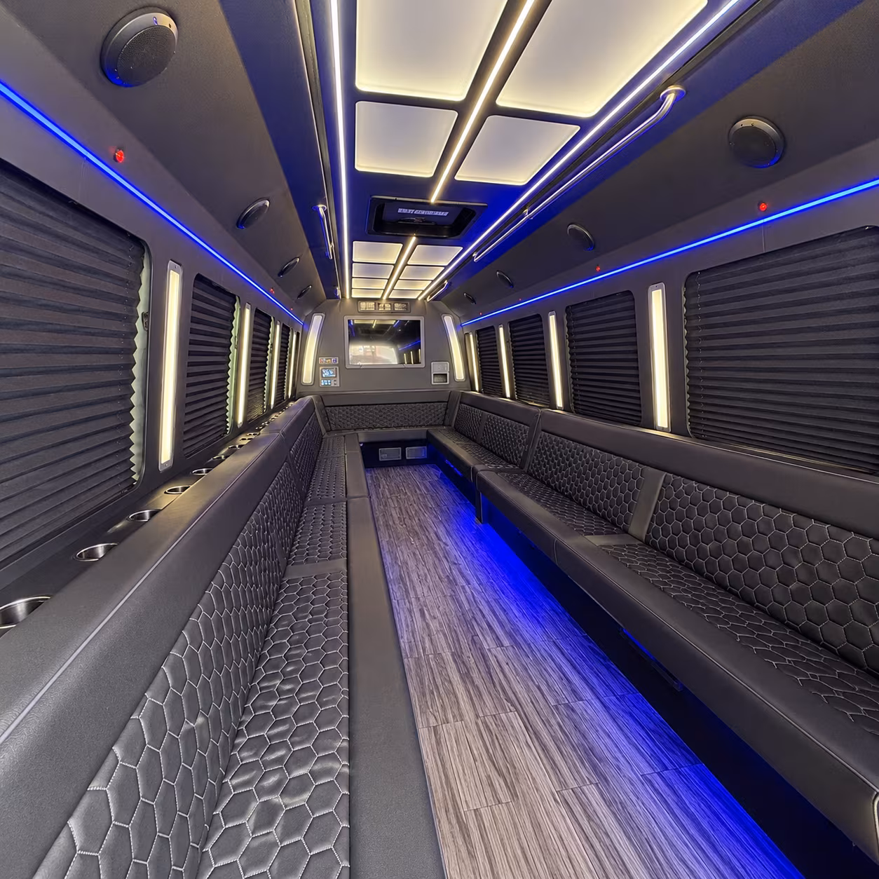 revere 30 passenger party bus interior